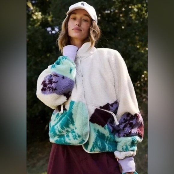 NWTFP Free People Movement Hit The Slopes Printed Fleece Jacket